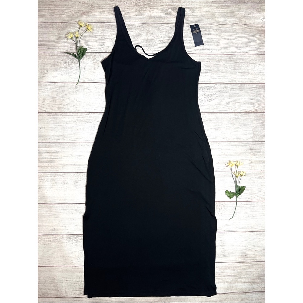 HOLLISTER Soft V-Neck Strappy Tie Back Midi Dress - Picture 8 of 14